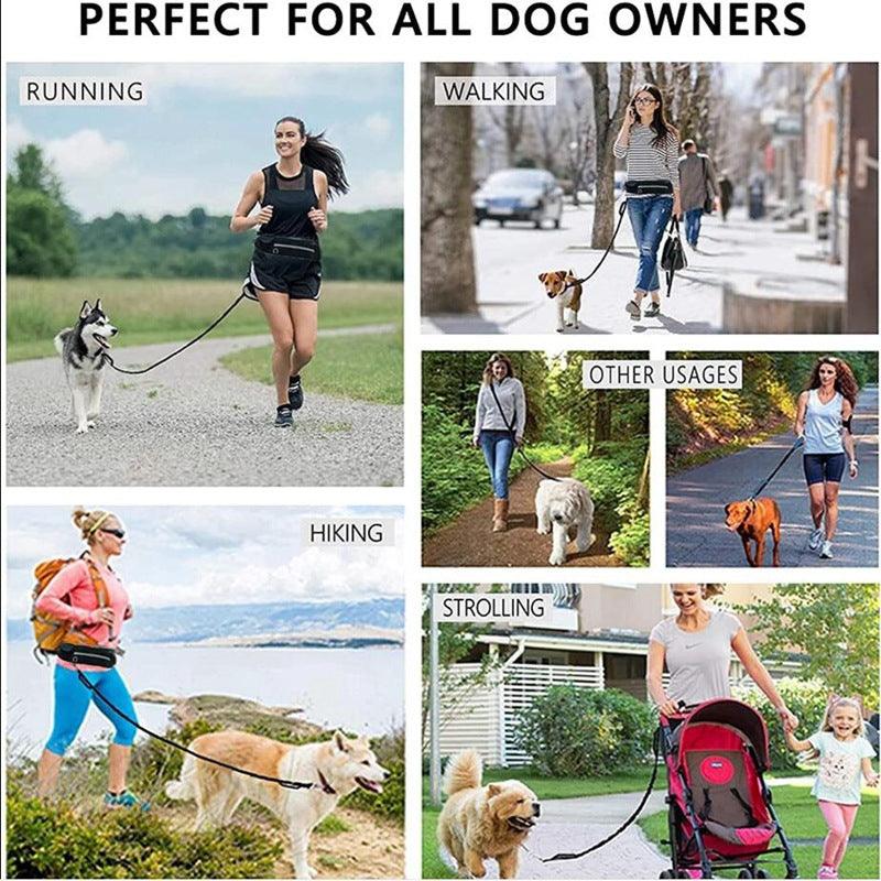 Ultimate Hands-Free Dog Leash Belt With Bungee Leash, Phone Pocket, And Water Bottle Holder