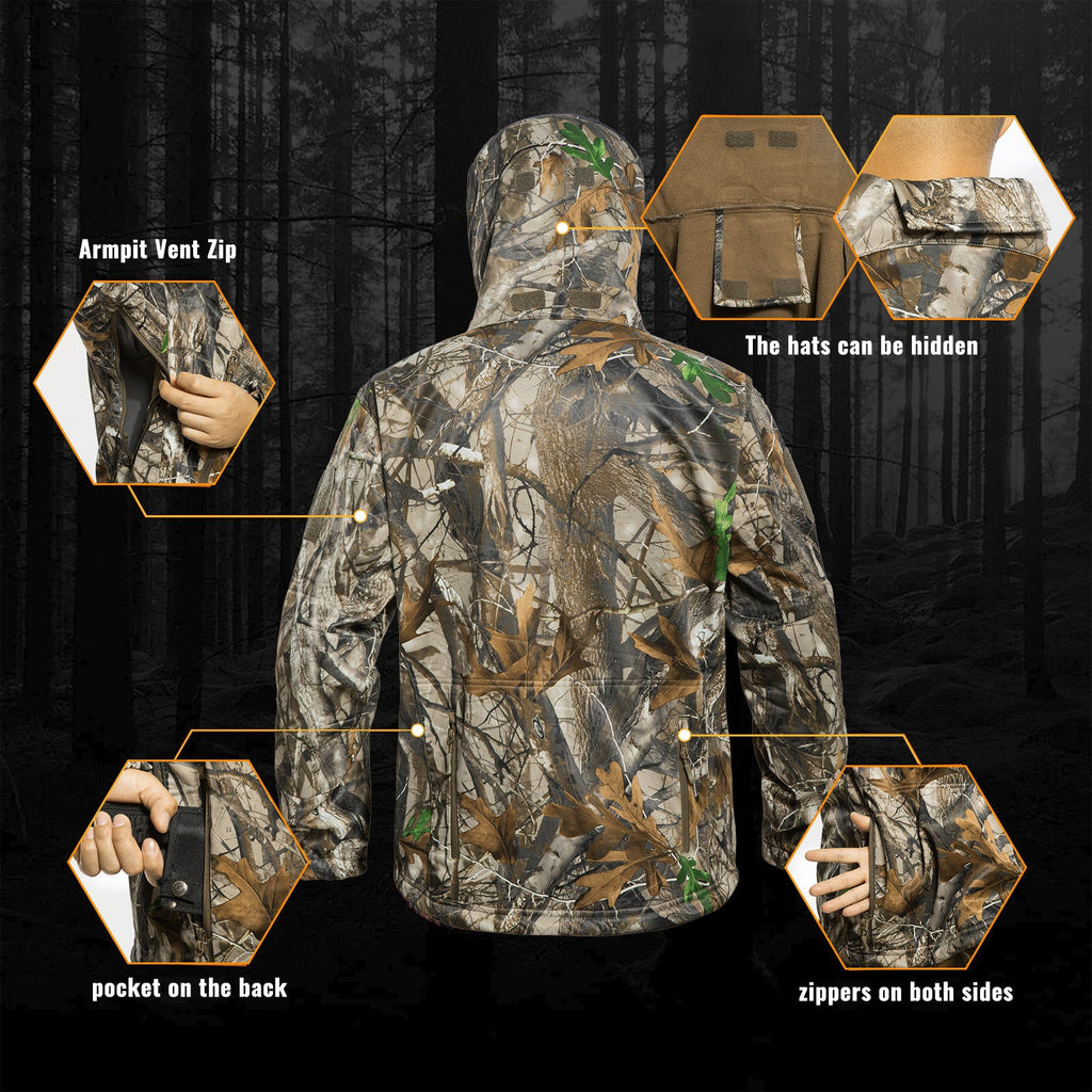 Quiet Hunting Clothes Suit Clothing Gear Camouflage Hoodie Jacket Pants-3