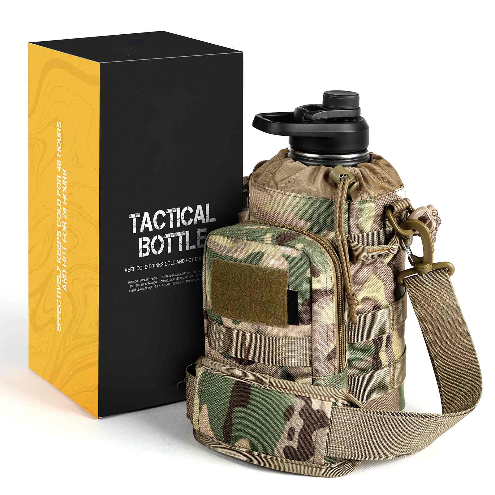 Votagoo 64Oz Half Gallon Stainless Steel Insulated Tactical Water Bottle with Metal Military Water Bottle Tactical Carrier Bag-0