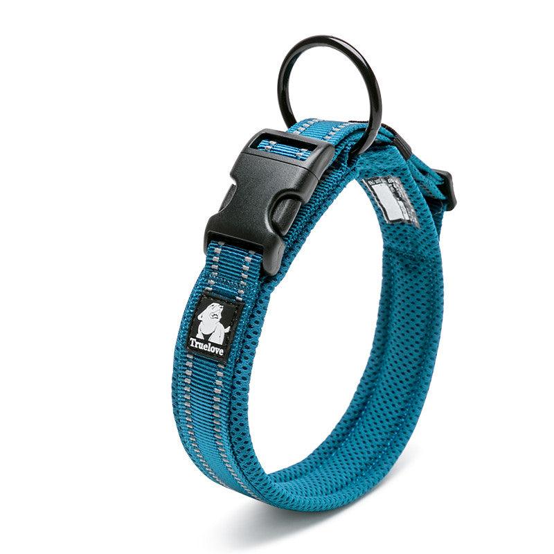 Reflective Mesh Dog Collar With Stainless Steel Buckle - Anti Strangulation Safety For Night Walks