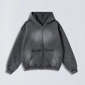 400g Raw edge distress full-zip hoodie