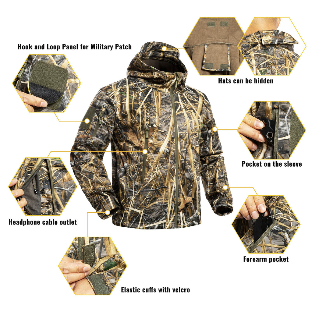 Hunting Jacket for Men Quiet Hunting Camouflage Clothing Hoodie Camo Coat-1