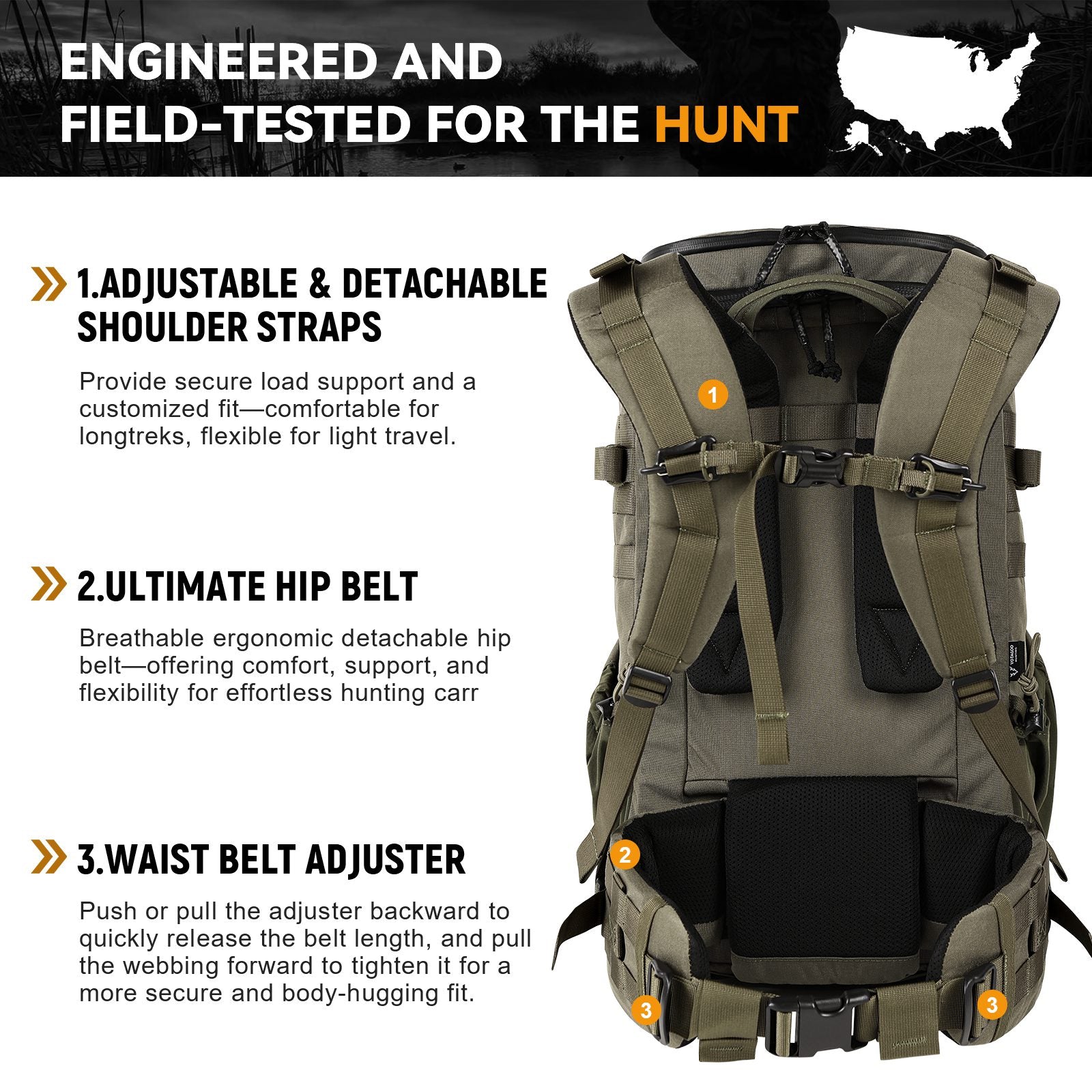 Hunting Backpack with Rifle/Bow Carry System-3
