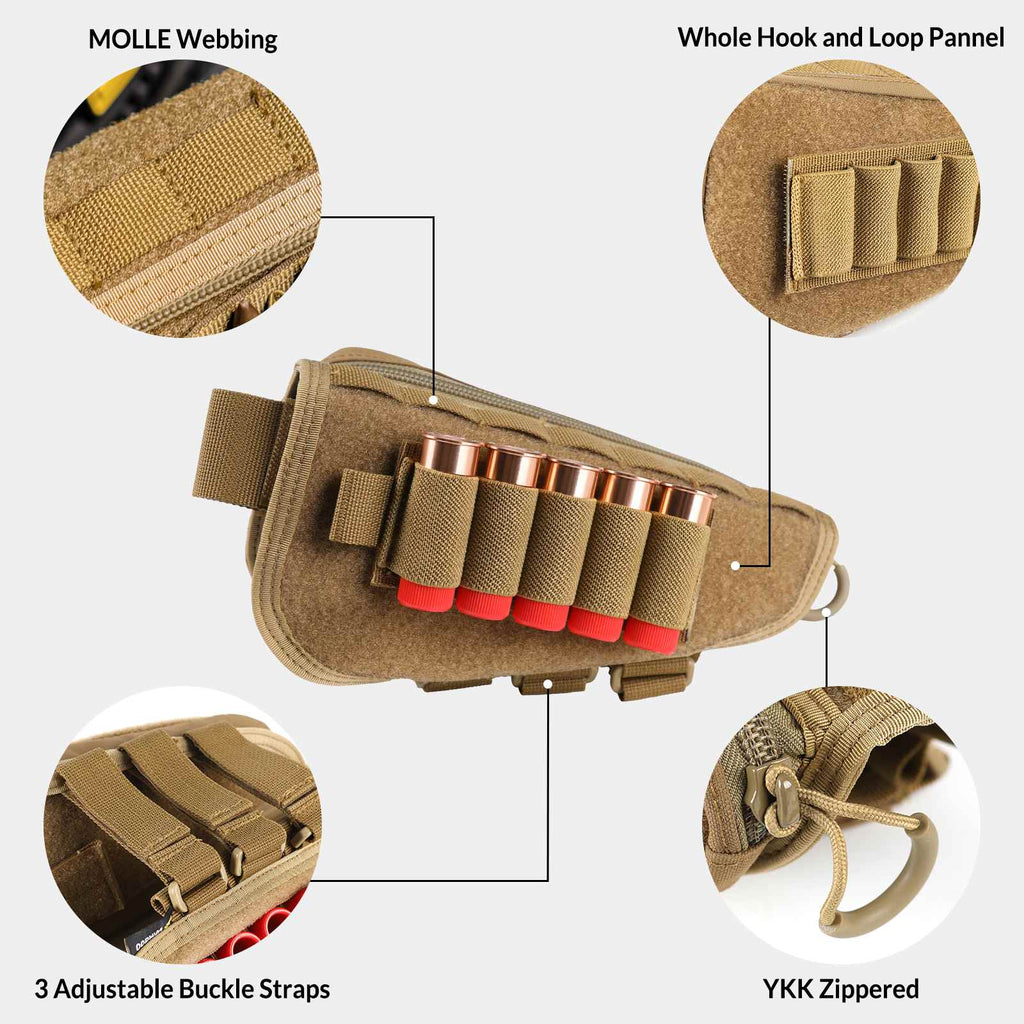 Tactical Gunstock Pouch Buttstock Shotgun Rifle Shell Holder-4
