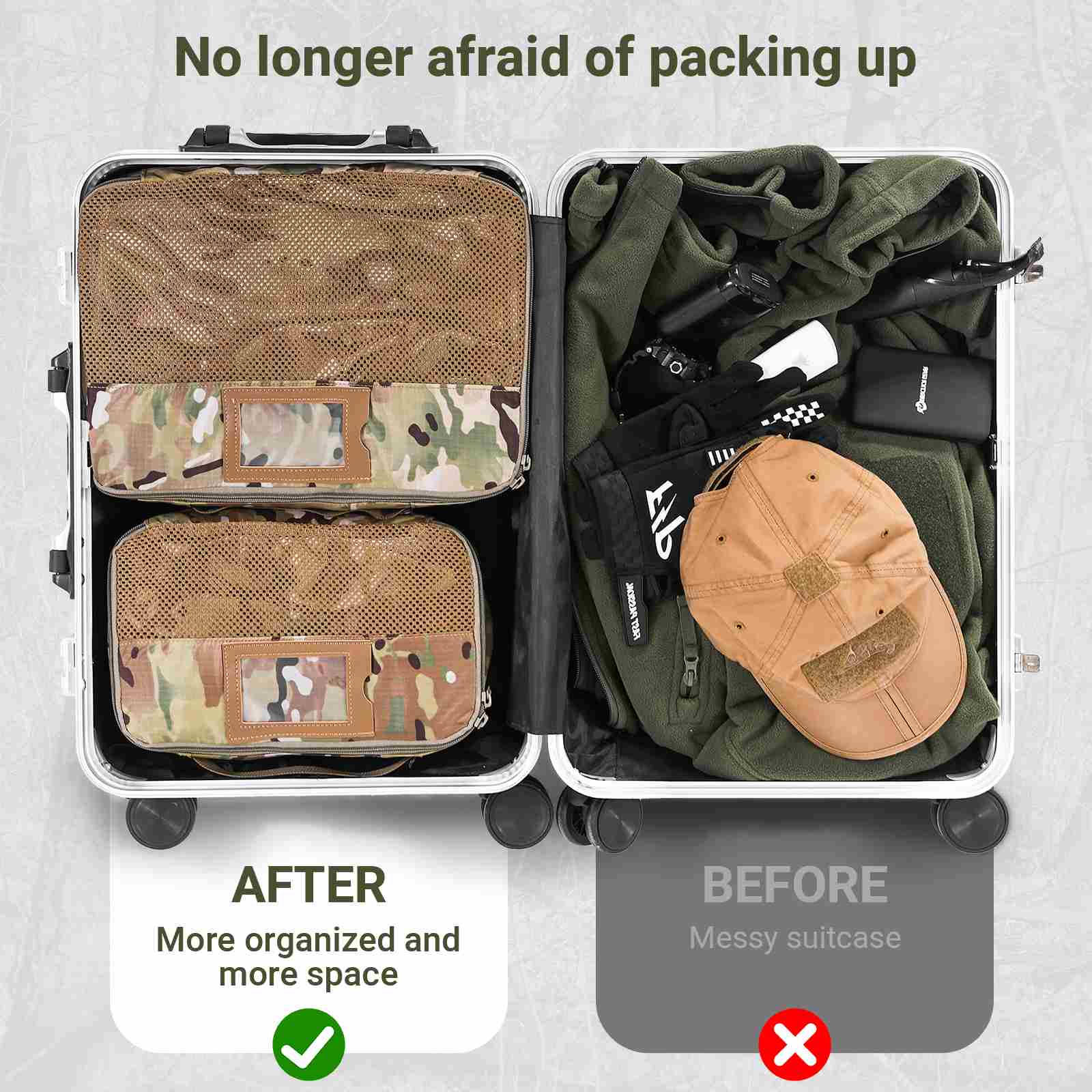 Votagoo Tactical Packing Cubes 6 Packs Lightweight Luggage Set Packing-4