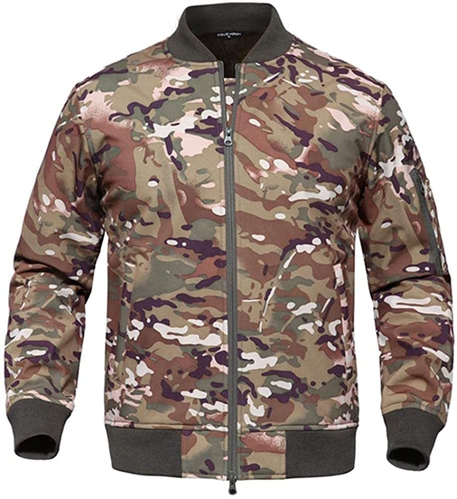 Startaike Mens Warm Full Zip Long Sleeve Bomber Flight Jacket-5