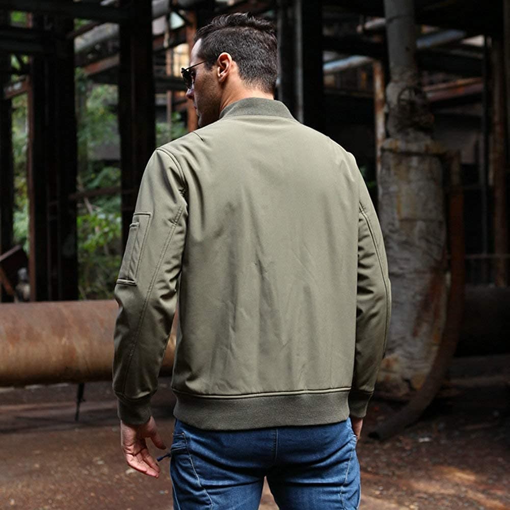 Startaike Mens Warm Full Zip Long Sleeve Bomber Flight Jacket-3