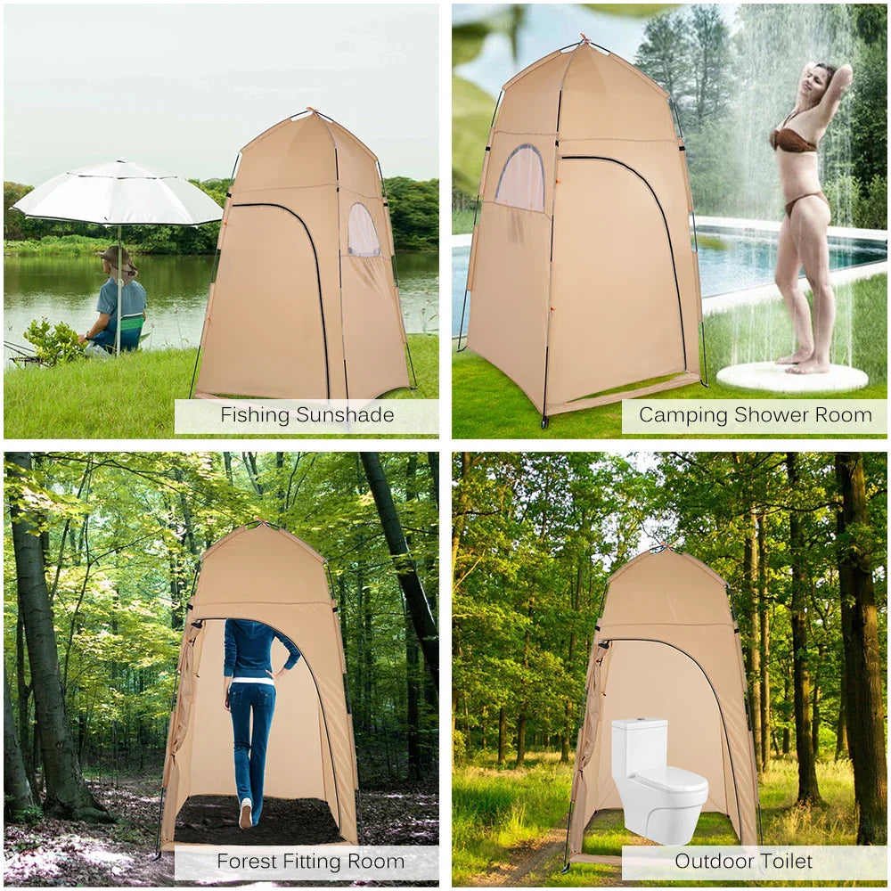 Portable Outdoor Privacy Tent Pop-Up Shower And Toilet Shelter Khaki