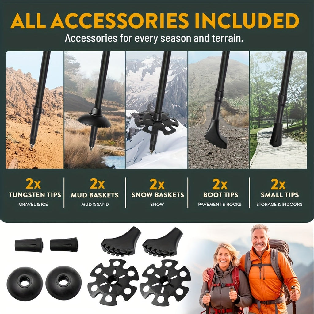 Trekking Poles Aluminum Alloy Quick Lock Hiking Sticks (2pcs)