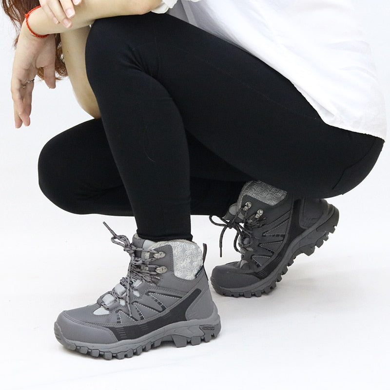 Hiking Shoes Waterproof Mountain Keep Warm Non-slip PU Leather Snow Mountain Hunting Shoes Outdoor Fashion Winter